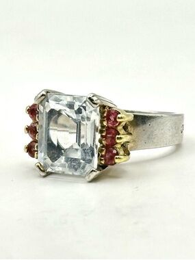 Lagos Caviar Estate White Topaz & Pink Tourmaline Ring